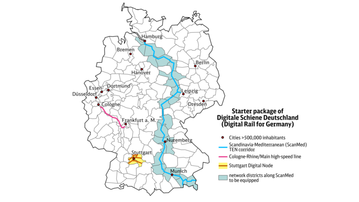 Route overview Starter Package Digitale Schiene Deutschland (Copyright: DB InfraGO AG)