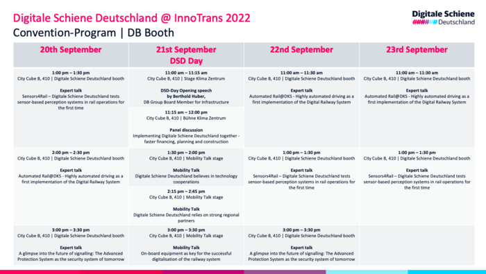 Convention-Program at DB Booth at Innotrans 2022