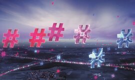 Verschiedene farbige Hashtags die in der Luft schweben. Verschiedene farbige Hashtags die in der Luft schweben.