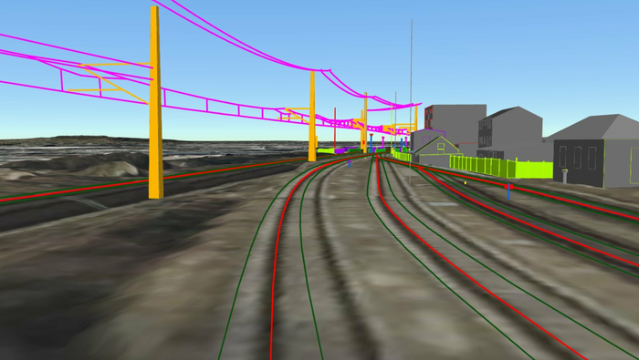 Semantic objects derived from a point cloud. (Source: Digitale Schiene Deutschland/DB InfraGo AG). | © Digitale Schiene Deutschland/DB InfraGo AG).