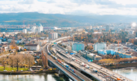 Aerial view of Basel (Copyright: DB InfraGO AG/Digitale Schiene Deutschland)