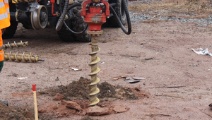 Drilling work during the subsoil investigation (Copyright: DB InfraGO AG, Digitale Schiene Deutschland)