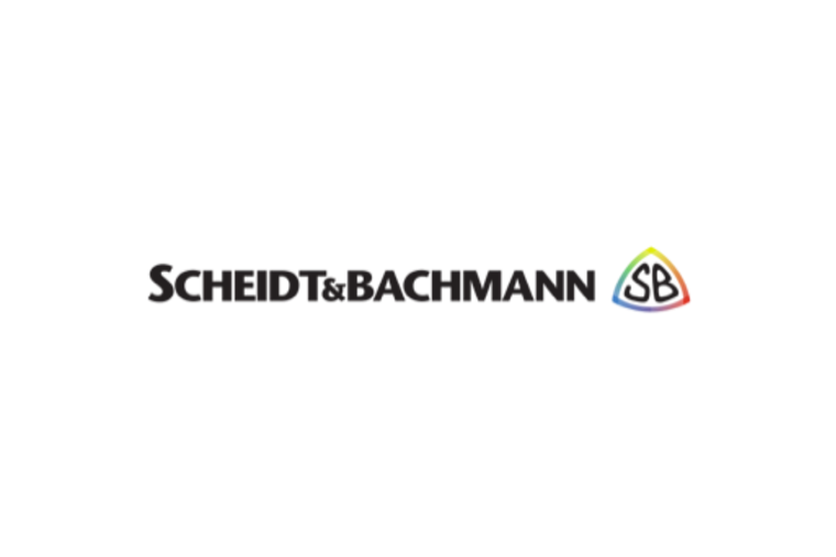 The graphic shows the logo of Digitale Schiene Deutschland partner Scheidt & Bachmann GmbH