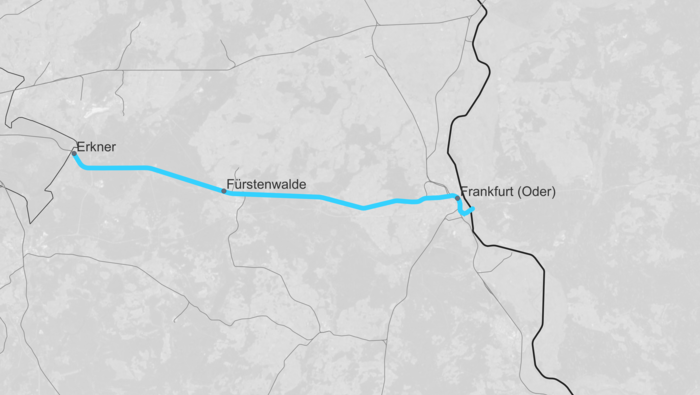 Streckenkarte Grenzübergang Polen: Polen – Frankfurt/Oder – Erkner (Copyright: DB InfraGO AG)