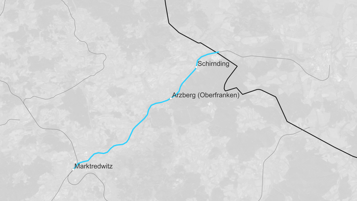 Streckenkarte Grenzübergang Tschechien: Schirnding – Marktredwitz (Copyright: DB InfraGO AG, Digitale Schiene Deutschland)