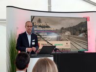 Jens Bergmann auf der IBN-Veranstaltung SLP Finnentrop (Copyright: DB InfraGO AG, Digitale Schiene Deutschland)
