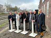 Protagonists at the Kleve – Kempen commissioning event (Copyright: DB InfraGO AG, Digitale Schiene Deutschland)