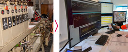 Old lever bench vs. new control center SLP Kleve – Kempen (Copyright: DB InfraGO AG, Digitale Schiene Deutschland)