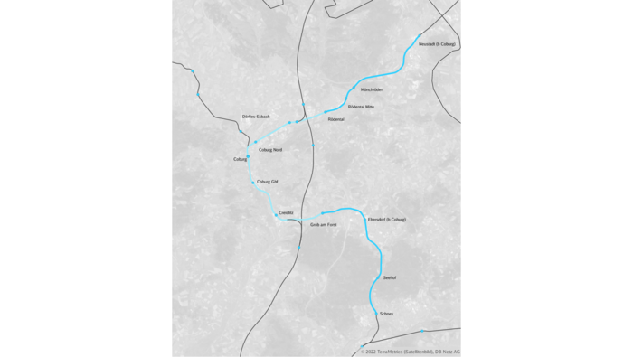 Streckenverlauf Lichtenfels-Coburg-Sonneberg