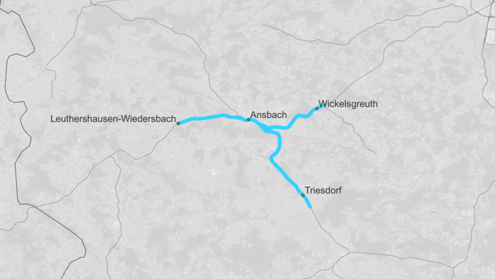 Route map SLP Ansbach-Triesdorf (Copyright: DB InfraGO AG)