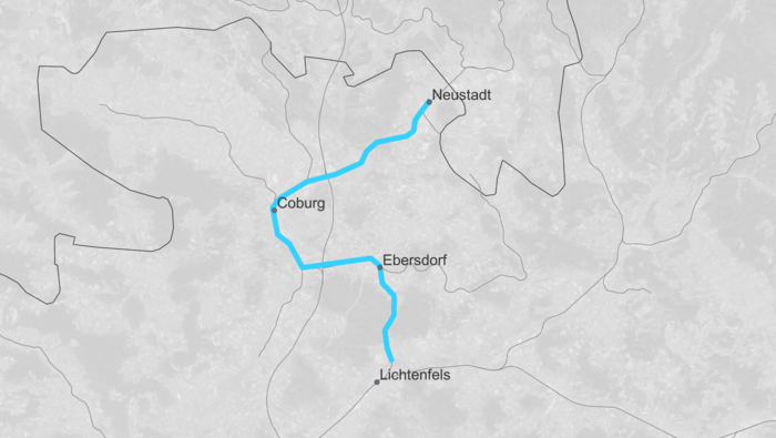 Route map SLP Lichtenfels-Coburg-Sonneberg (Copyright: DB InfraGO AG)
